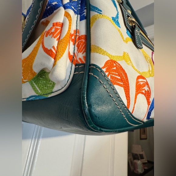 Coach Limited Edition Teal Multicolor Scribble Stitch Pocket Satchel 1847 - Picture 7 of 16